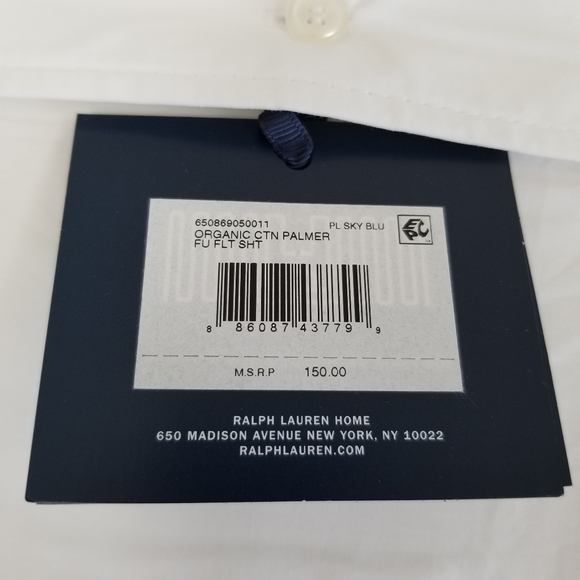 Ralph Lauren Organic Cotton Palmer Percale Full Flat Sheet New - Picture 8 of 10